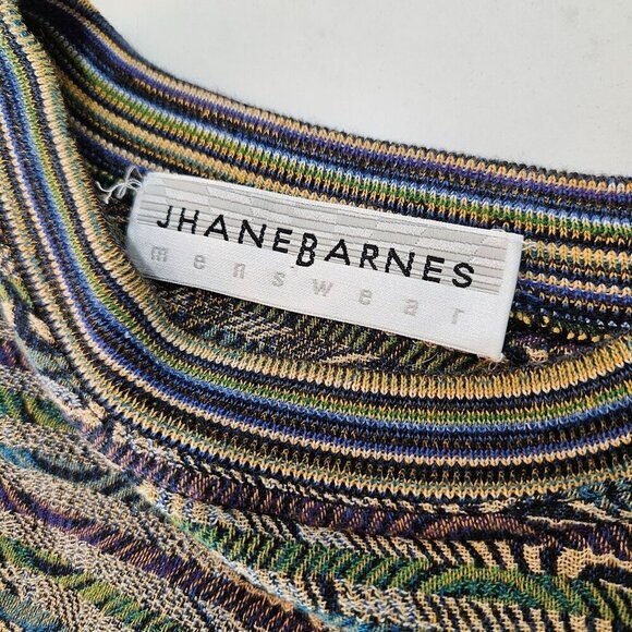 Jhane Barnes Men Large Knit Sweater Coogi Bill Cosby style Crewneck Abstract - Picture 3 of 7